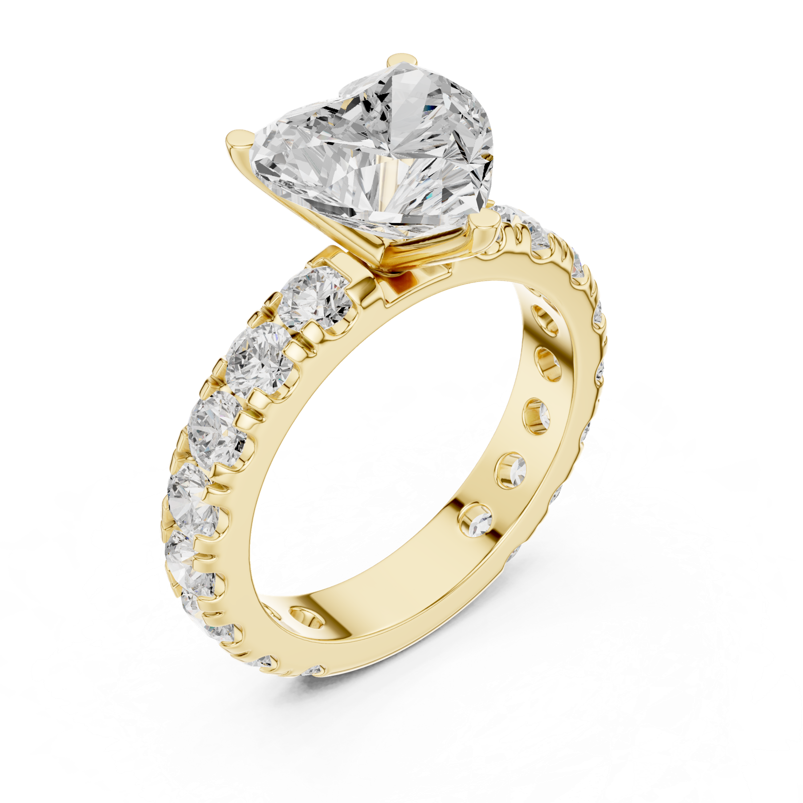 Gold Jewelry L35-63, Heart center stone, Yellow Gold, view 2