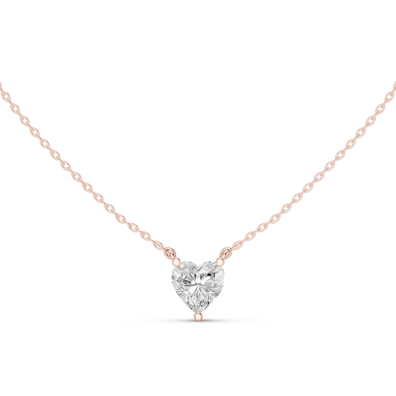 Gold Jewelry DDPO-001, Heart center stone, Rose Gold
