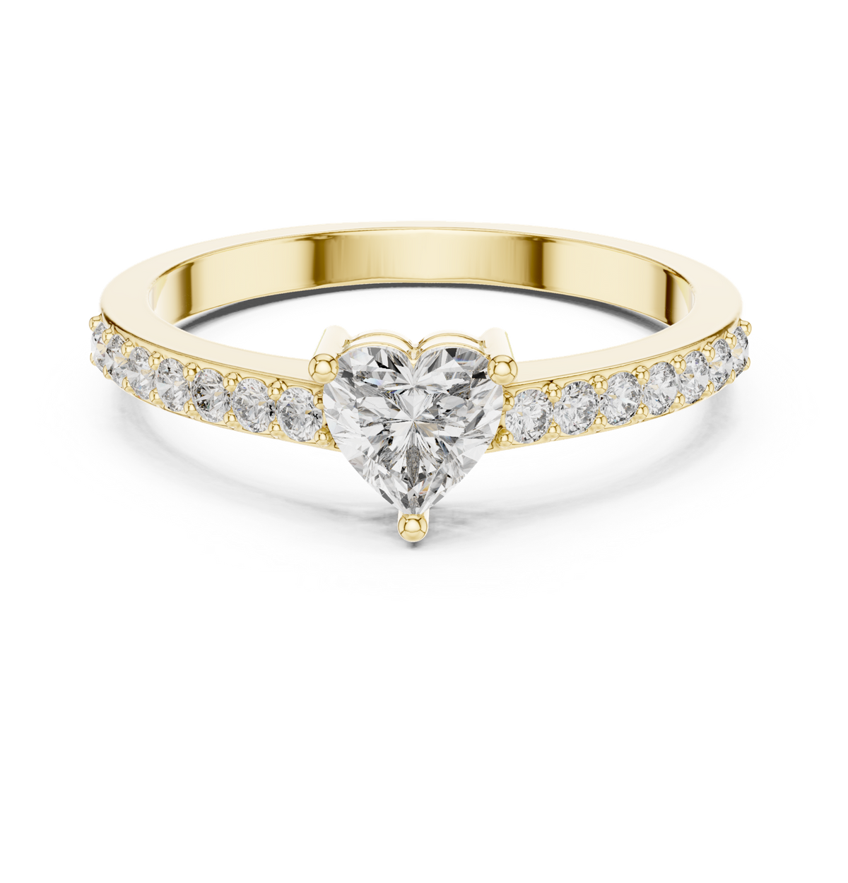 14K Solid Gold Lab Diamond Solitaire Ring, Yellow Gold