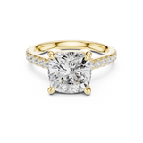 Gold Ring, Cushion center stone, Yellow Gold, view 4