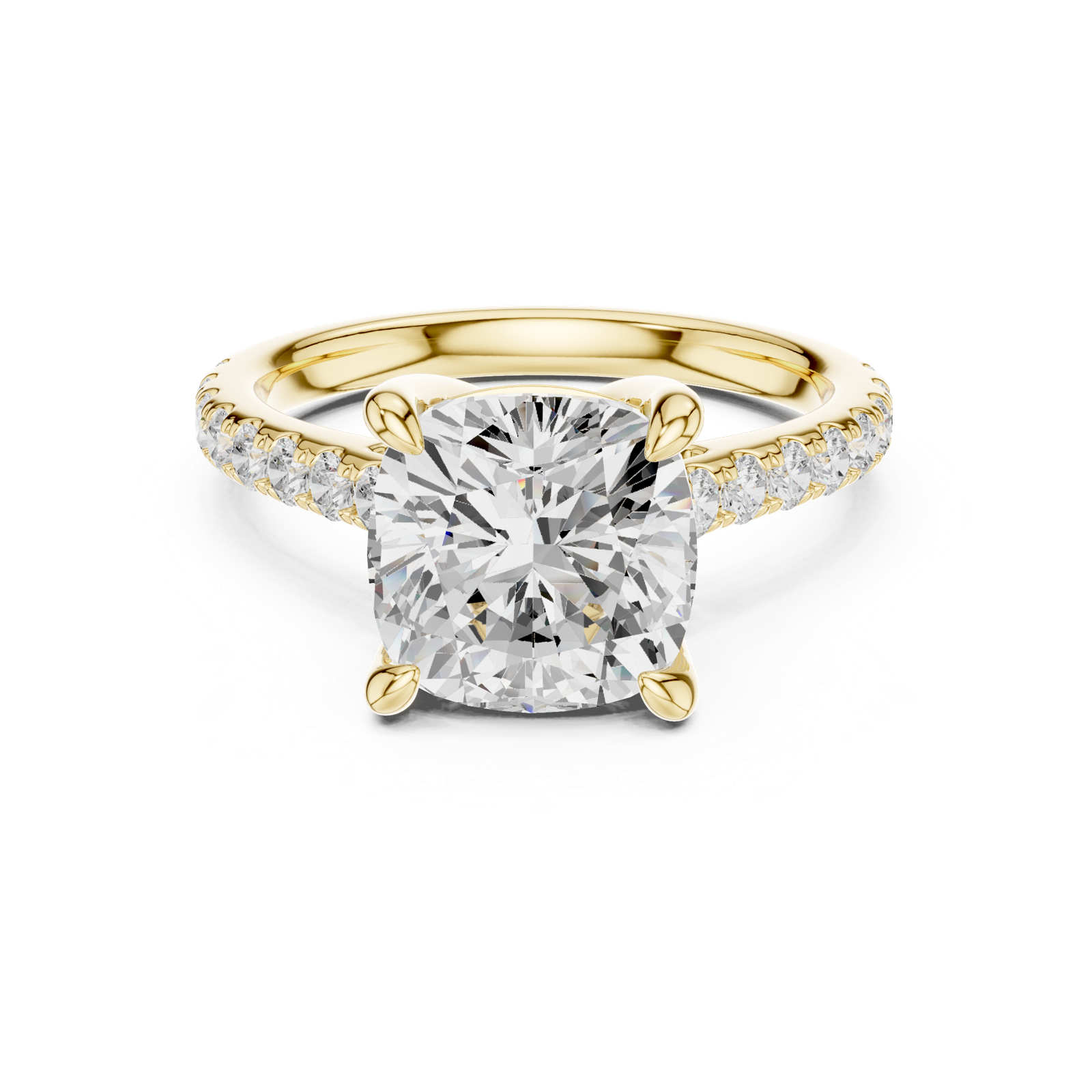 Gold Ring, Cushion center stone, Yellow Gold, view 4