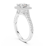 Gold Ring DDLR-043, Princess center stone, White Gold, view 1