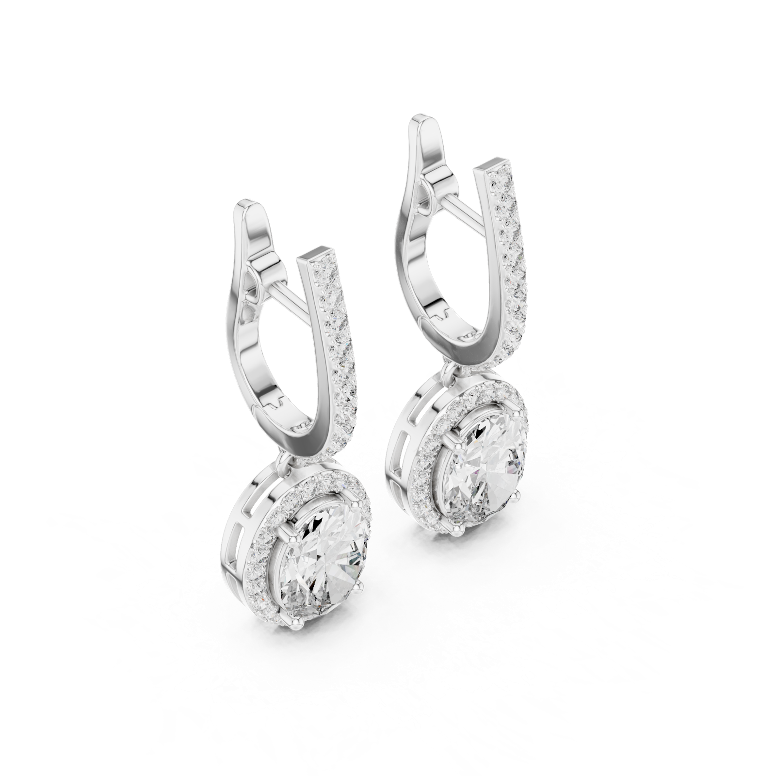 Gold Earrings 3-10009E_137_M, White Gold, view 2