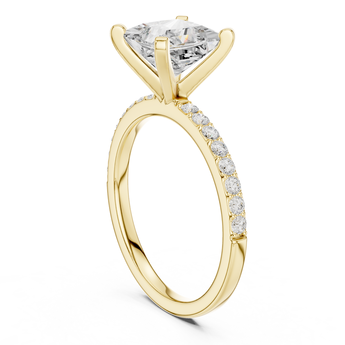 14K Solid Gold Lab Diamond Solitaire Ring, Yellow Gold, view 1