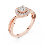 14K Solid Gold Lab Diamond Halo Ring, Rose Gold, view 2