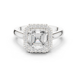 Gold Ring, Asscher center stone, White Gold