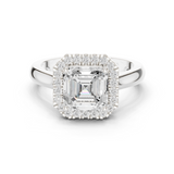 Gold Ring, Asscher center stone, White Gold