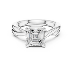 Gold Twisted Band Solitaire Engagement Ring, Asscher center stone, White Gold, view 4