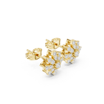 14K Solid Gold Lab Diamond Flower Cluster Earrings, Yellow Gold, view 1