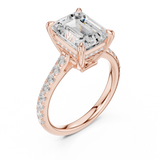 Gold Ring, Emerald center stone, Rose Gold, view 2