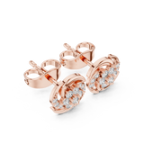 14K Solid Gold Lab Diamond Cluster Earrings, Rose Gold, view 2