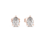 14K Solid Gold Lab Diamond Stud Earrings, Rose Gold