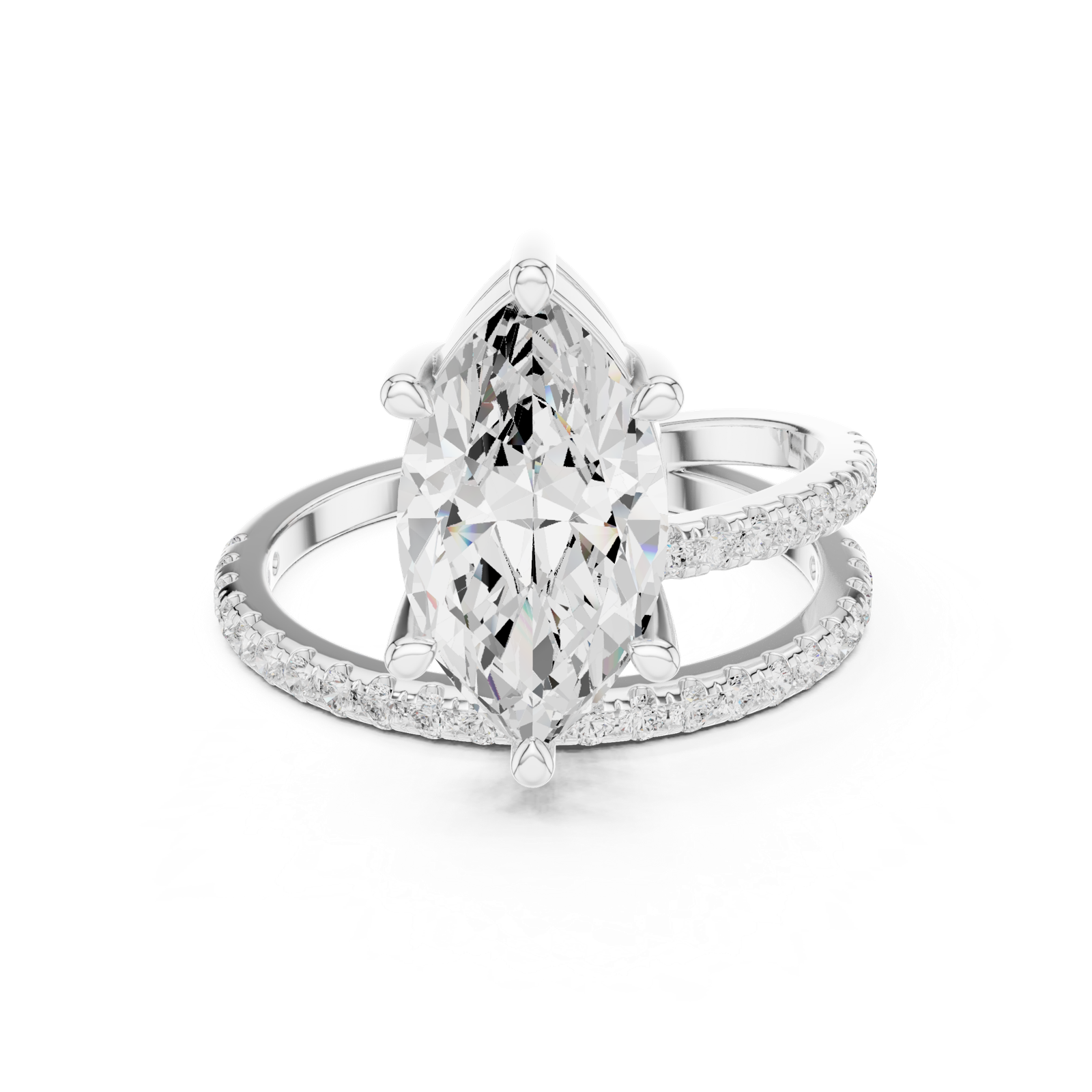 Gold Jewelry L35-39, Marquise center stone, White Gold, view 4