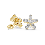 14K Solid Gold Lab Diamond Flower Cluster Earrings, Yellow Gold, view 1