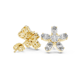 14K Solid Gold Lab Diamond Flower Cluster Earrings, Yellow Gold, view 1