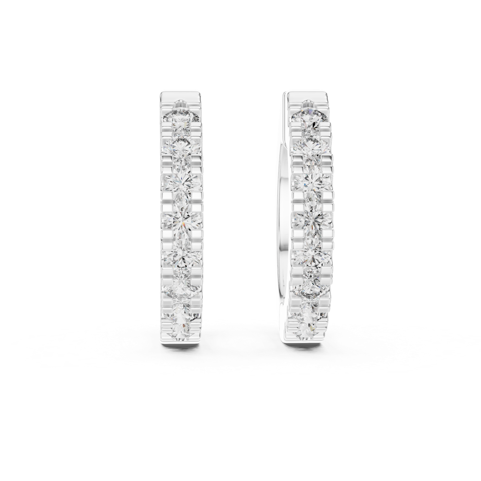 14K Solid Gold Lab Diamond Huggie Earrings, White Gold