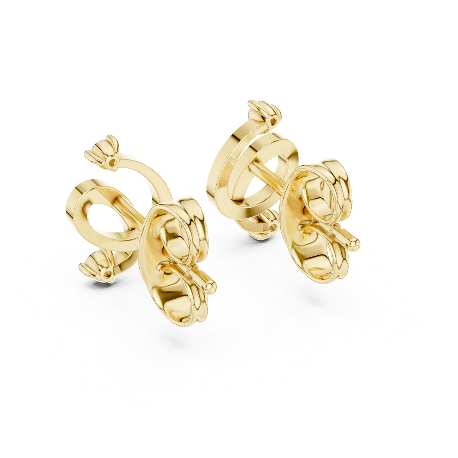 Gold Earrings 12-10002@E, Yellow Gold, view 3