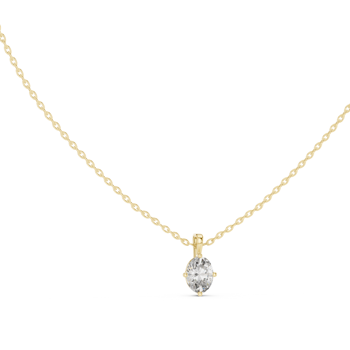 14K Solid Gold Lab Diamond Solitaire Pendant Necklace, Yellow Gold, view 1