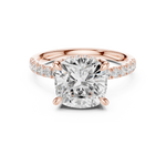 Gold Ring, Cushion center stone, Rose Gold, view 4