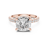 Gold Ring, Cushion center stone, Rose Gold, view 4