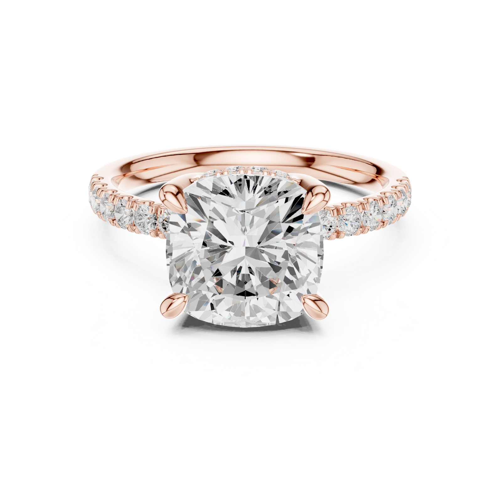 Gold Ring, Cushion center stone, Rose Gold, view 4