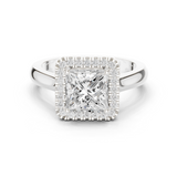 Gold Ring DDLR-338, Princess center stone, White Gold