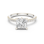 Gold Ring DDLR-256, Princess center stone, White Gold