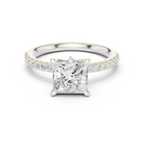 Gold Ring DDLR-256, Princess center stone, White Gold