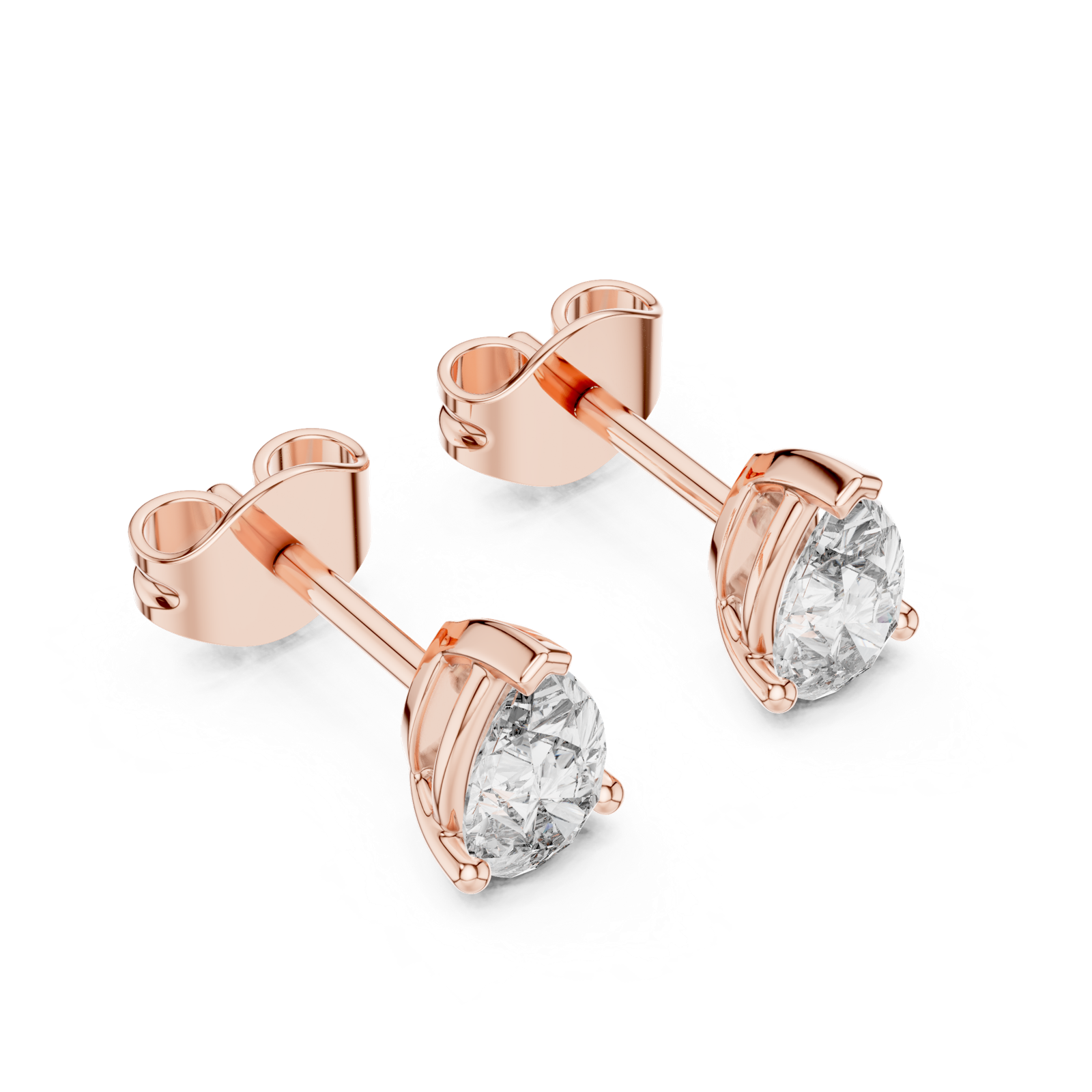 Gold Earrings GER-0359, Rose Gold, view 2