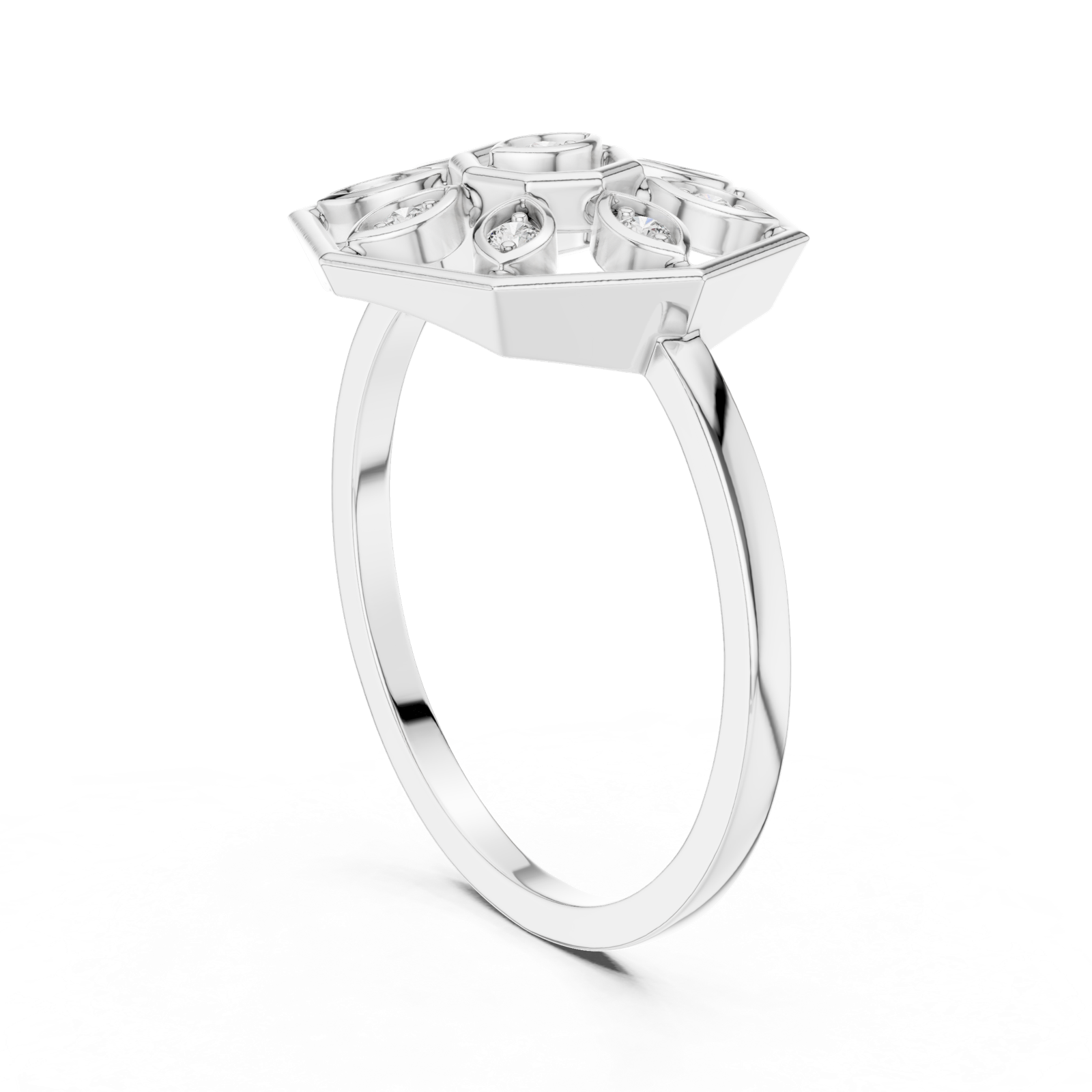 Gold Ring DR-6253, White Gold, view 1