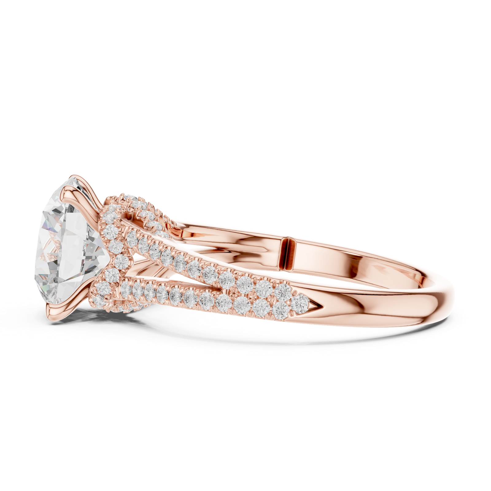 Gold Ring DDLR-252, Round center stone, Rose Gold, view 3