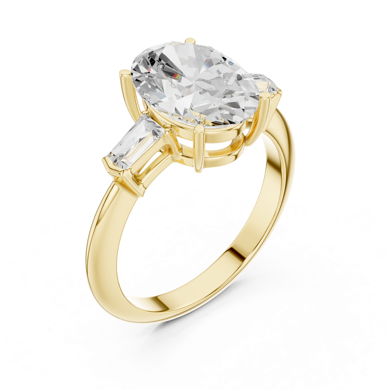 Gold Jewelry L35-67, Oval center stone, Yellow Gold, view 2