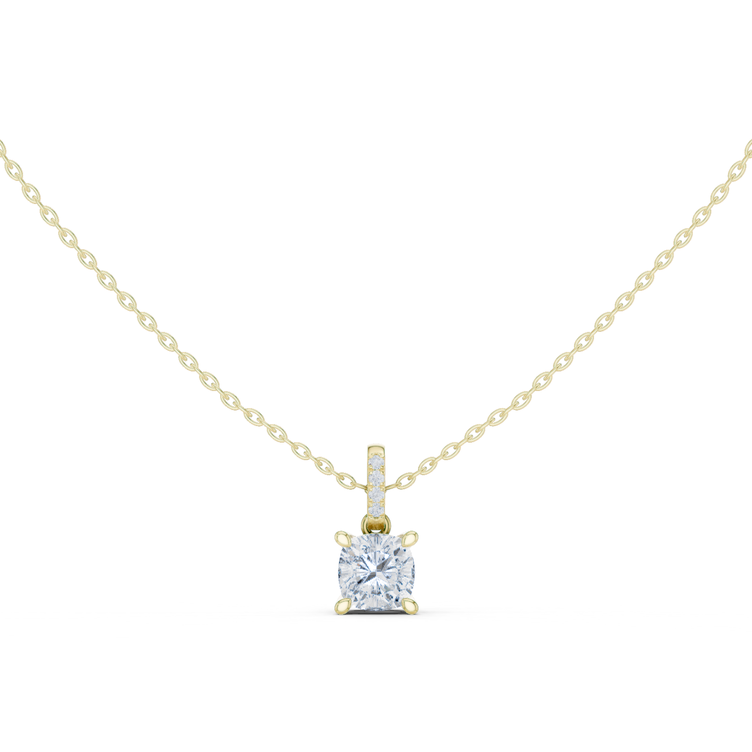 Gold Jewelry, Cushion center stone, Yellow Gold