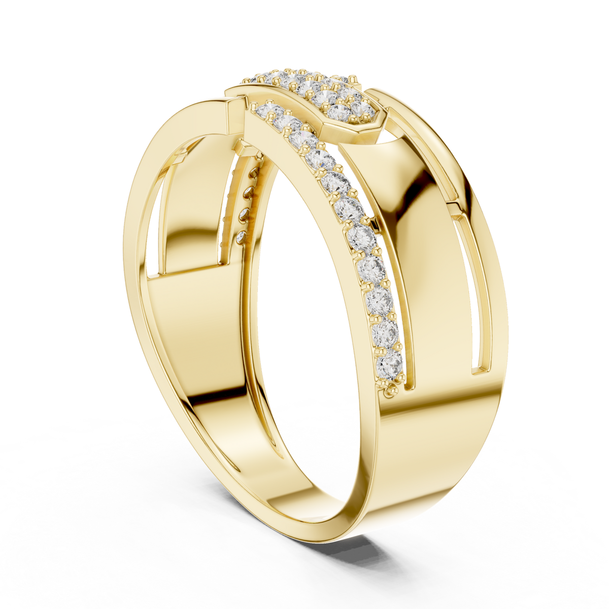14K Solid Gold Lab Diamond Cluster Ring, Yellow Gold, view 1