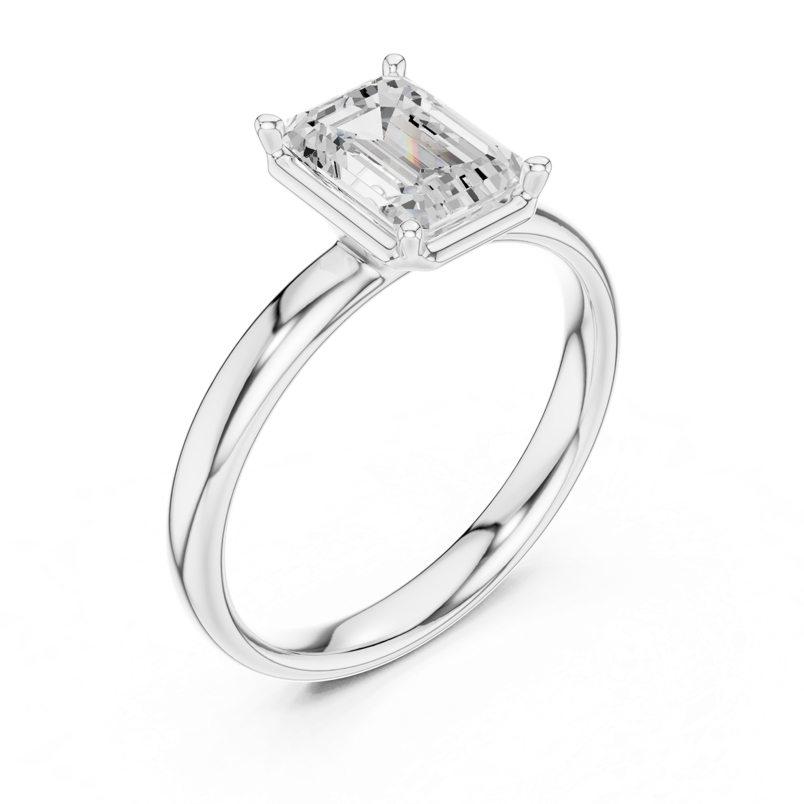 Gold Jewelry L36-10, Emerald center stone, White Gold, view 2