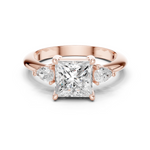 Gold Jewelry L35-66, Princess center stone, Rose Gold