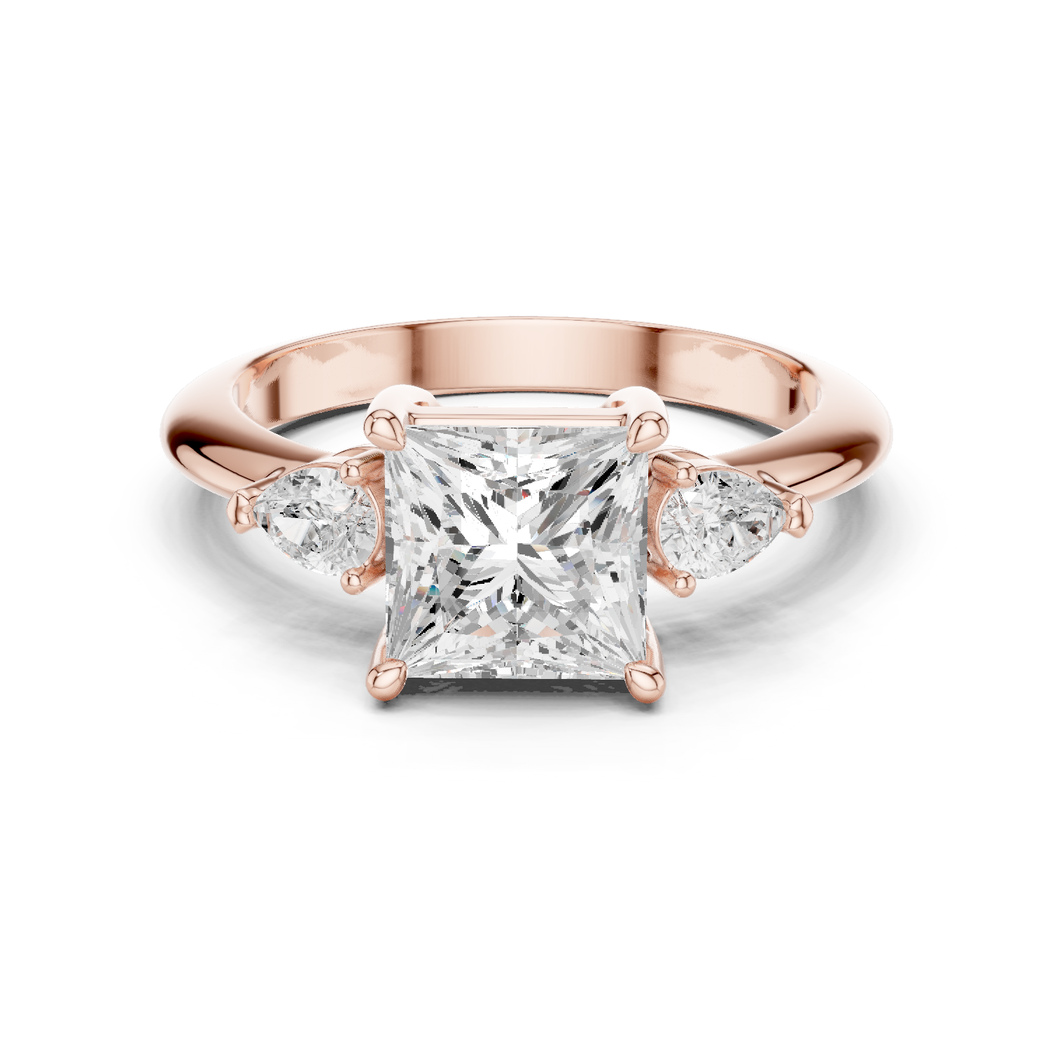 Gold Jewelry L35-66, Princess center stone, Rose Gold