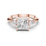 Gold Jewelry L35-66, Princess center stone, Rose Gold