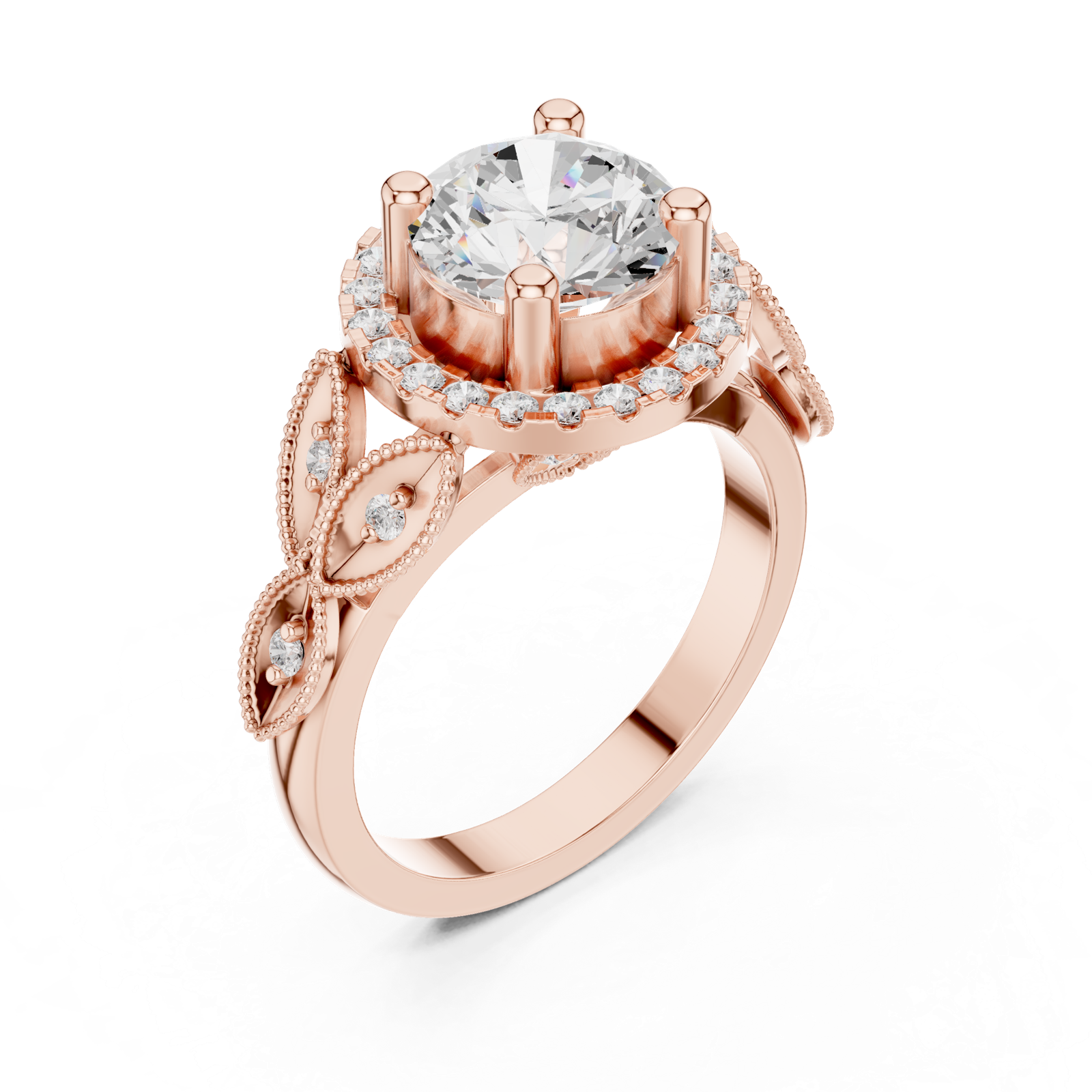 Gold Ring DDLR-408, Rose Gold, view 2