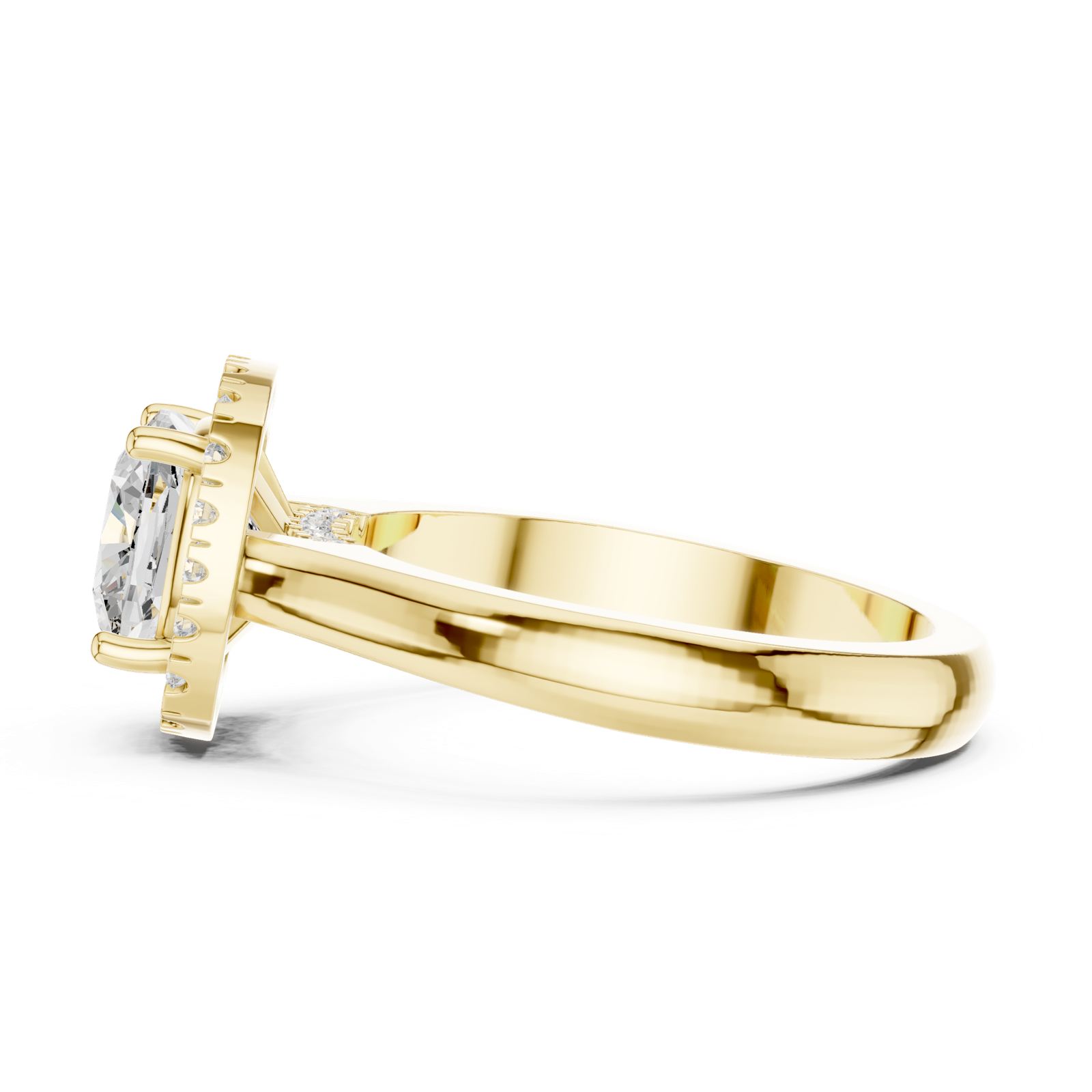 Gold Ring, Cushion center stone, Yellow Gold, view 3