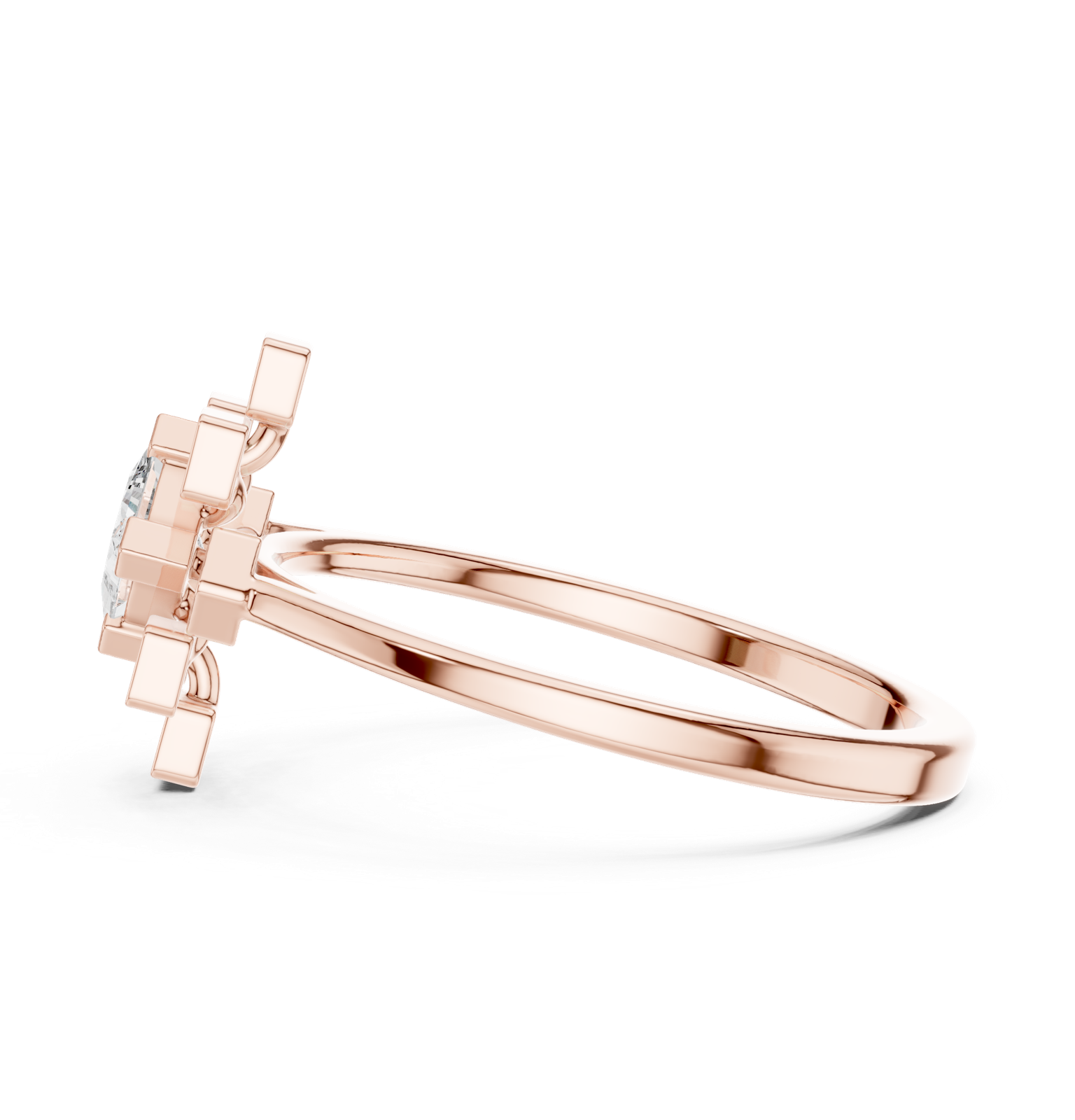 Gold Ring ALR-208, Rose Gold, view 3