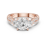 Gold Ring DDLR-281, Round center stone, Rose Gold