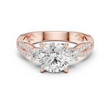 Gold Ring DDLR-281, Round center stone, Rose Gold