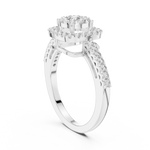 14K Solid Gold Lab Diamond Halo Ring, White Gold, view 1