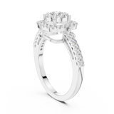 14K Solid Gold Lab Diamond Halo Ring, White Gold, view 1
