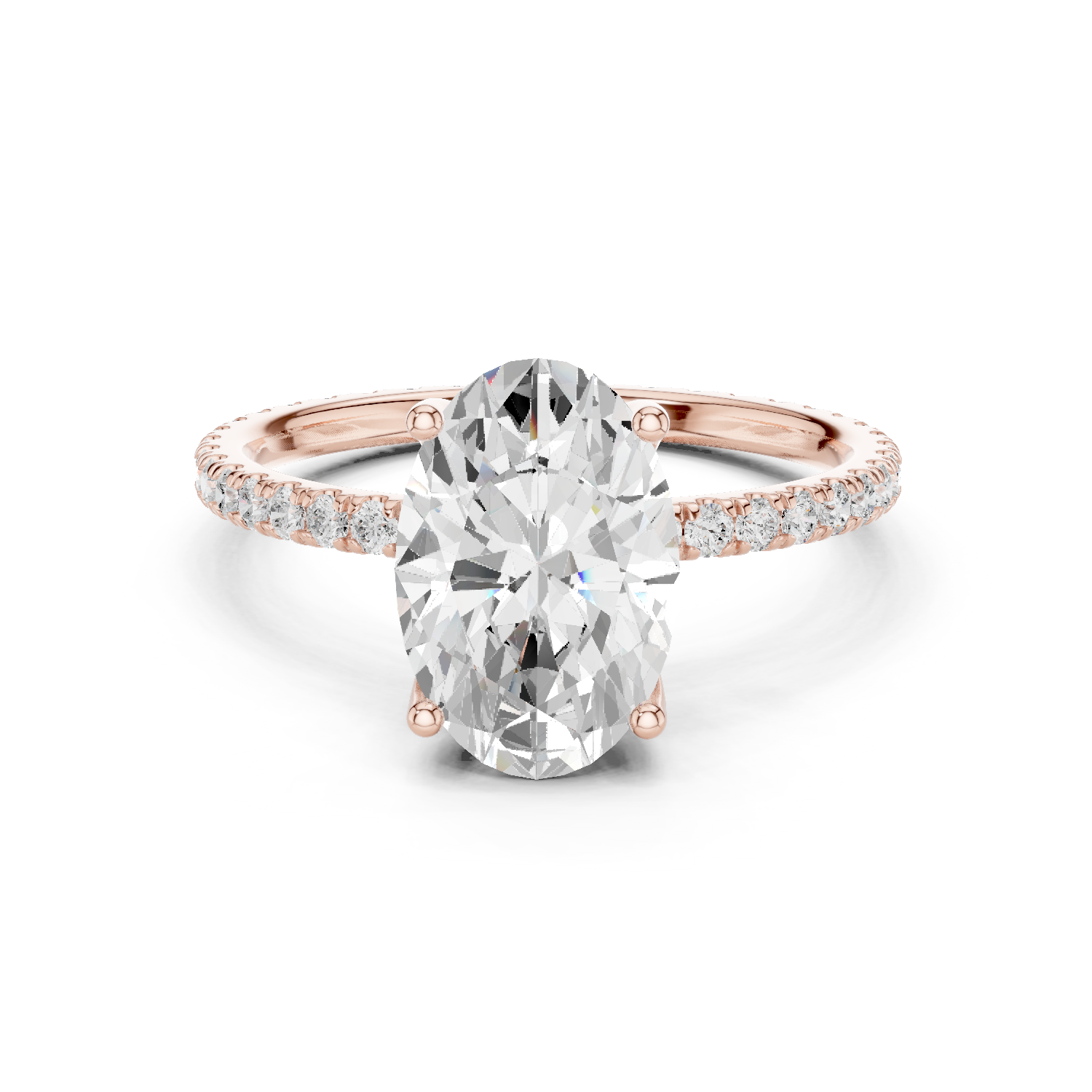 Gold Jewelry L36-16, Oval center stone, Rose Gold