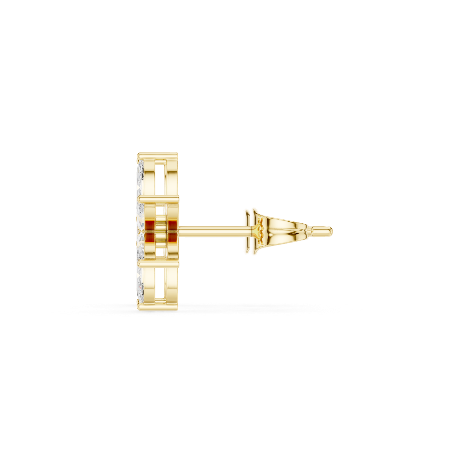 14K Solid Gold Lab Diamond Flower Cluster Earrings, Yellow Gold, view 3