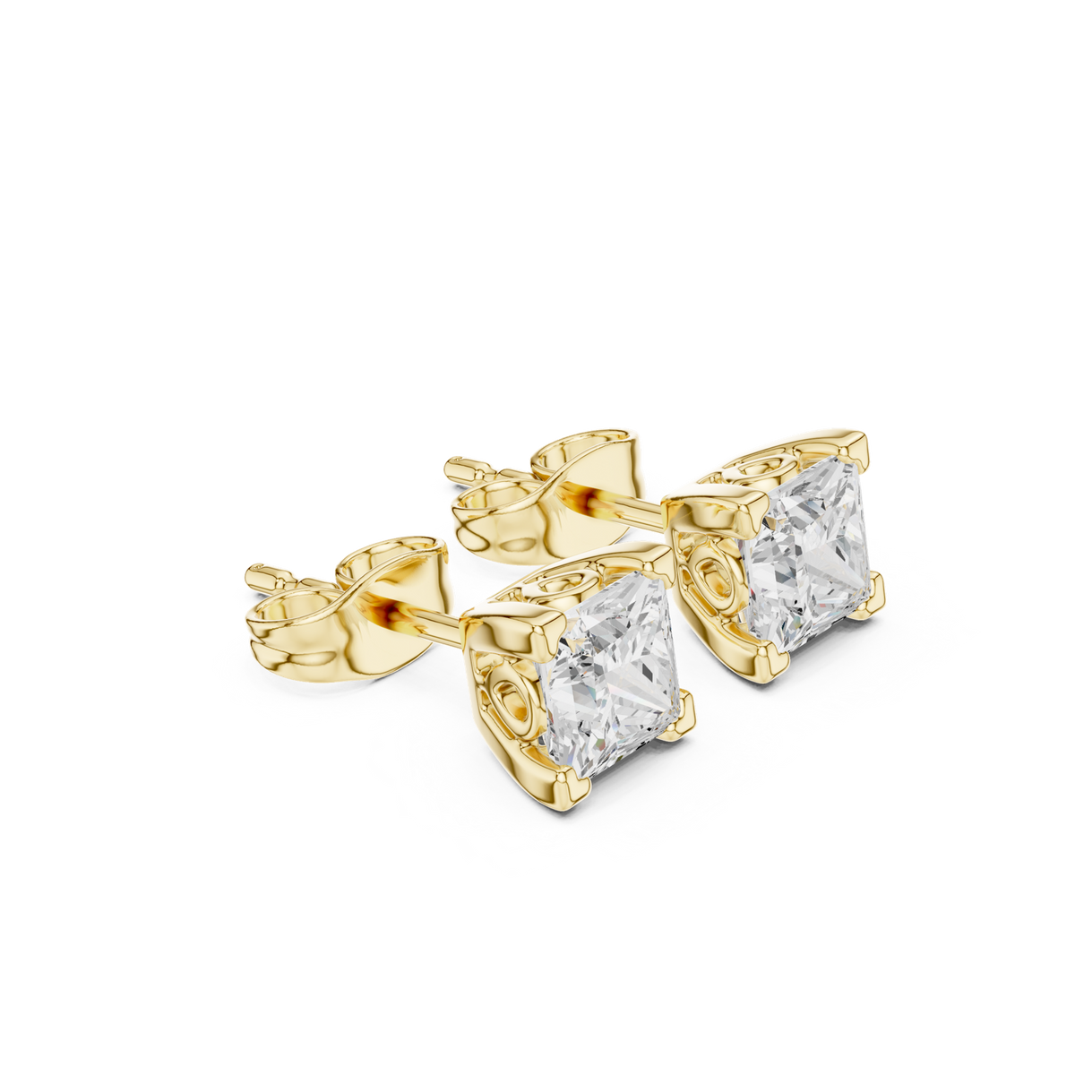 14K Solid Gold Lab Diamond Stud Earrings, Yellow Gold, view 1