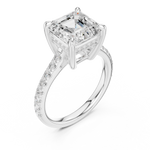 Gold Ring, Asscher center stone, White Gold, view 2