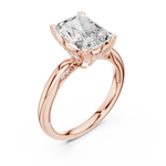 Gold Ring DDLR-175, Radiant center stone, Rose Gold, view 2